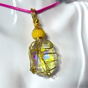 Handmade Prism Crystal Pendant Necklace with faceted glass accents Wire-Wrapped